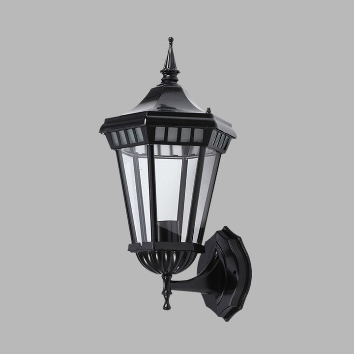 Skørter | Black 1-Light Wall Lamp Rustic Clear Glass Pavilion Wall Mount Light for Courtyard