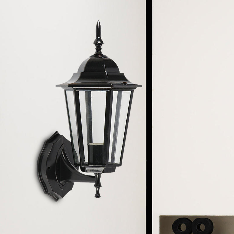 Skørter | 1 Light Geometric Wall Lamp Lodges Clear Glass Black Finish Wall-Mounted Lamp for Gate