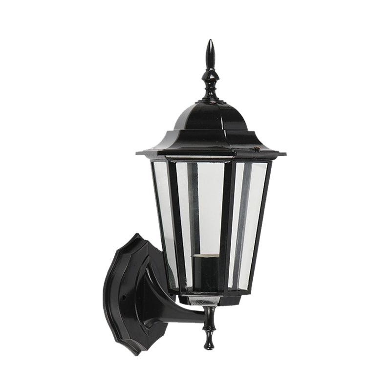Skørter | 1 Light Geometric Wall Lamp Lodges Clear Glass Black Finish Wall-Mounted Lamp for Gate
