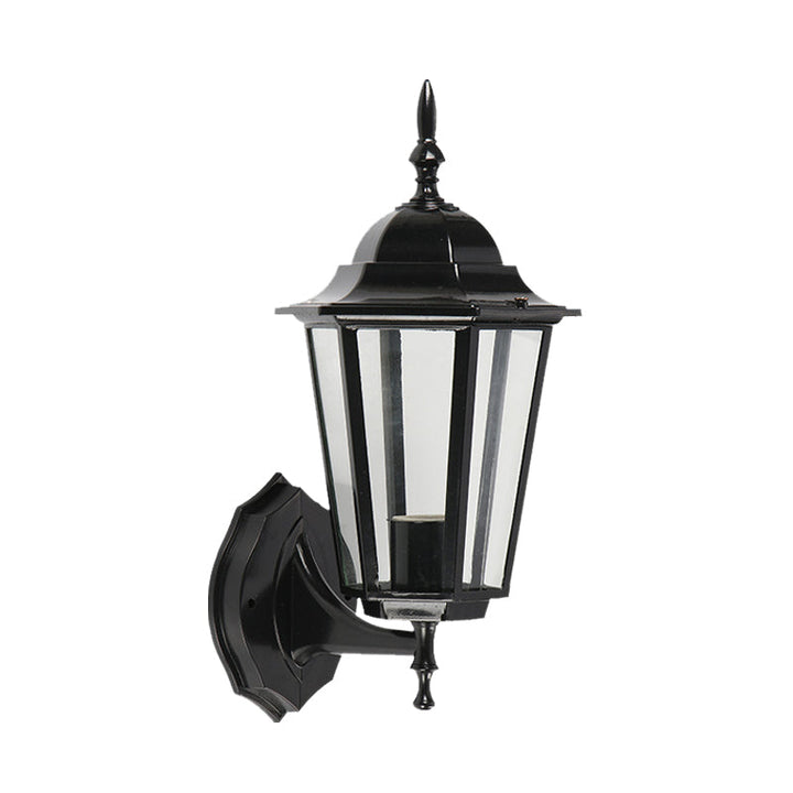 Skørter | 1 Light Geometric Wall Lamp Lodges Clear Glass Black Finish Wall-Mounted Lamp for Gate