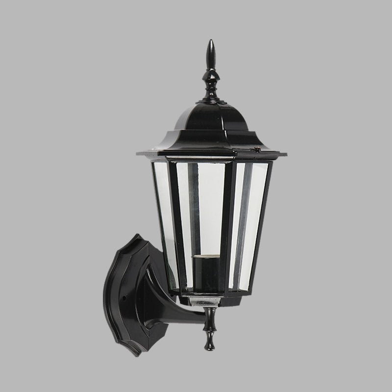 Skørter | 1 Light Geometric Wall Lamp Lodges Clear Glass Black Finish Wall-Mounted Lamp for Gate