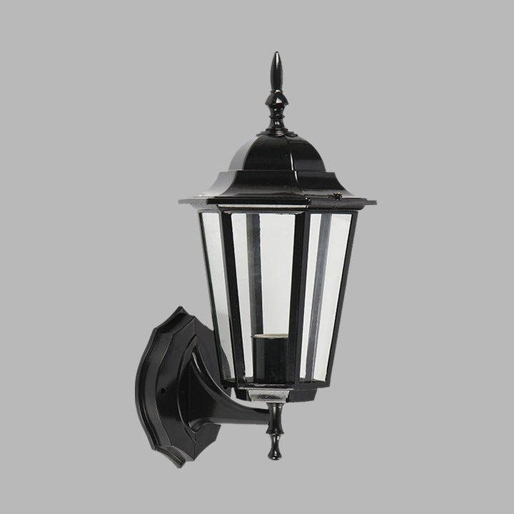 Skørter | 1 Light Geometric Wall Lamp Lodges Clear Glass Black Finish Wall-Mounted Lamp for Gate