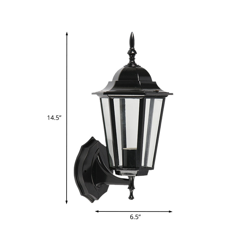 Skørter | 1 Light Geometric Wall Lamp Lodges Clear Glass Black Finish Wall-Mounted Lamp for Gate