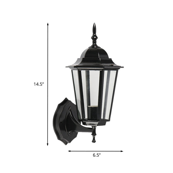 Skørter | 1 Light Geometric Wall Lamp Lodges Clear Glass Black Finish Wall-Mounted Lamp for Gate