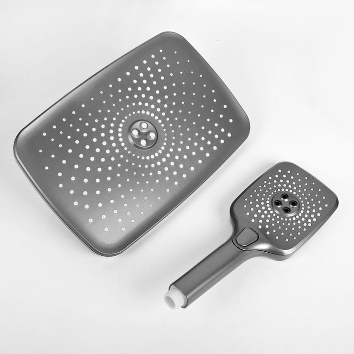 Lisslune | Modern Gray Showerhead Combo Standard Spray Pattern Rectangular Large Showerhead