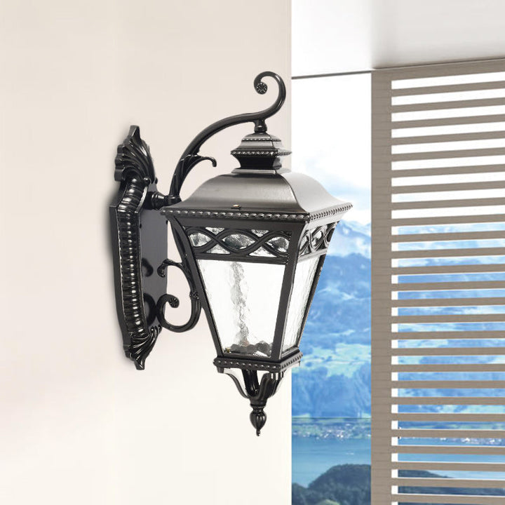 Skørter | 1 Light Conical Wall Lighting Ideas Lodges Black Finish Clear Water Glass Wall Lamp