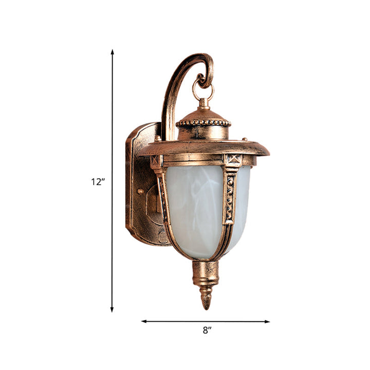 Skørter | Brass Acorn Wall Light Country Opal Frosted Glass 1-Light Courtyard Wall Light