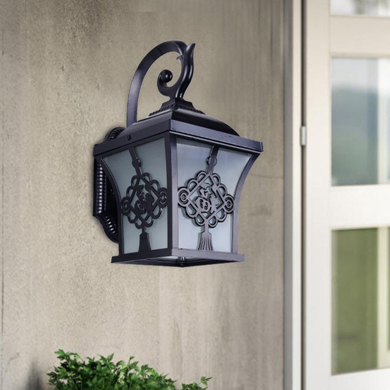 Skørter | Metallic Lucky Character Wall Applique Light Country 1 Bulb Courtyard Wall Lamp in Black/Black and Gold