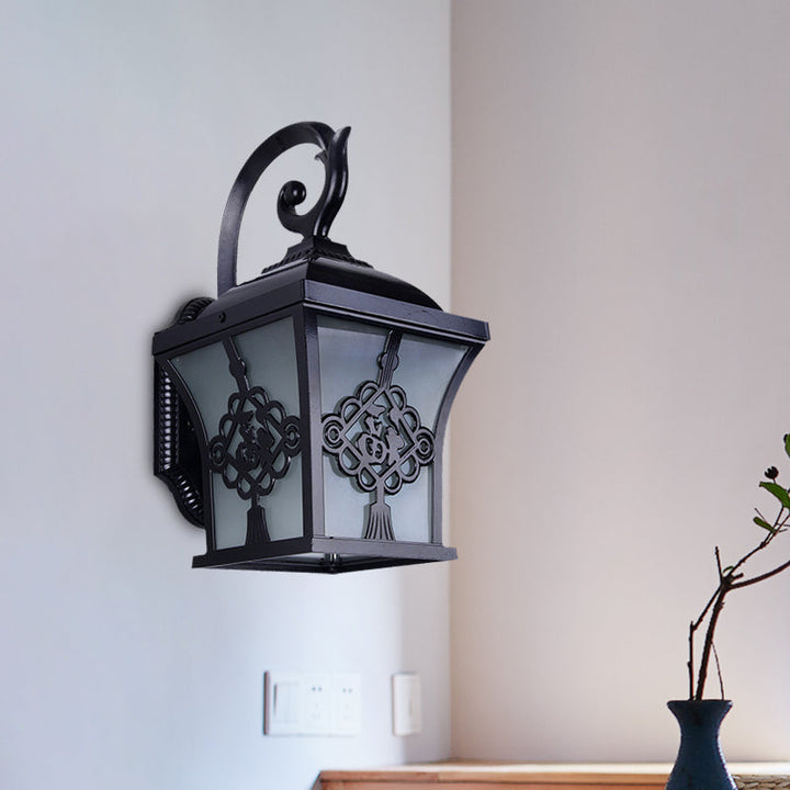 Skørter | Metallic Lucky Character Wall Applique Light Country 1 Bulb Courtyard Wall Lamp in Black/Black and Gold
