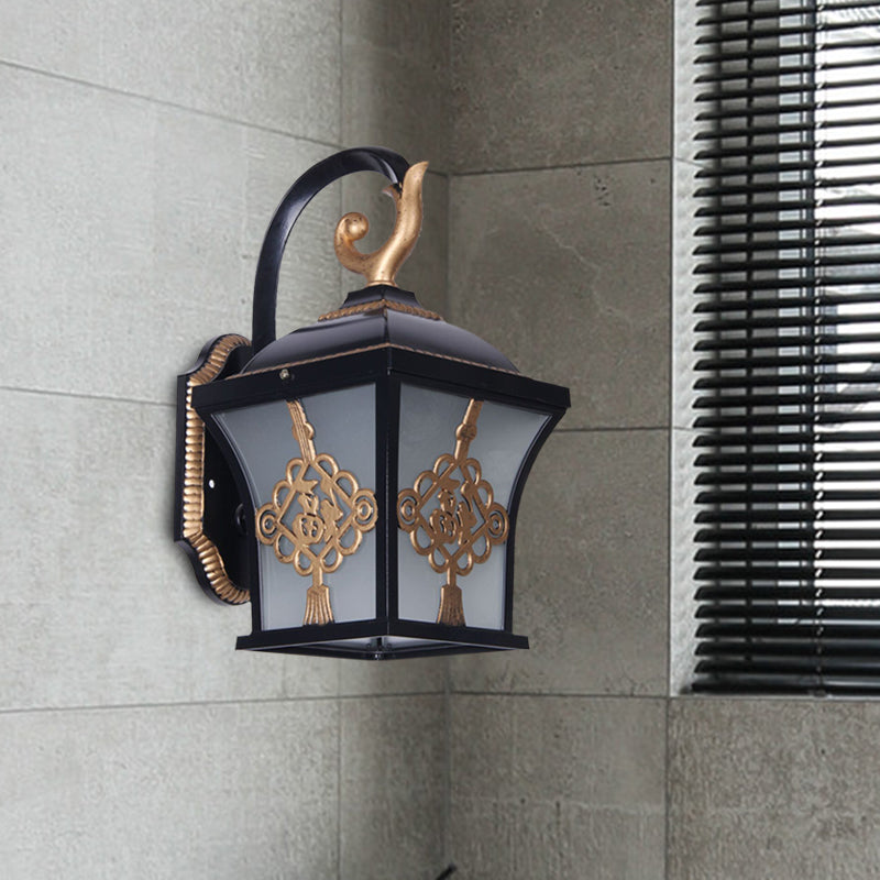 Skørter | Metallic Lucky Character Wall Applique Light Country 1 Bulb Courtyard Wall Lamp in Black/Black and Gold