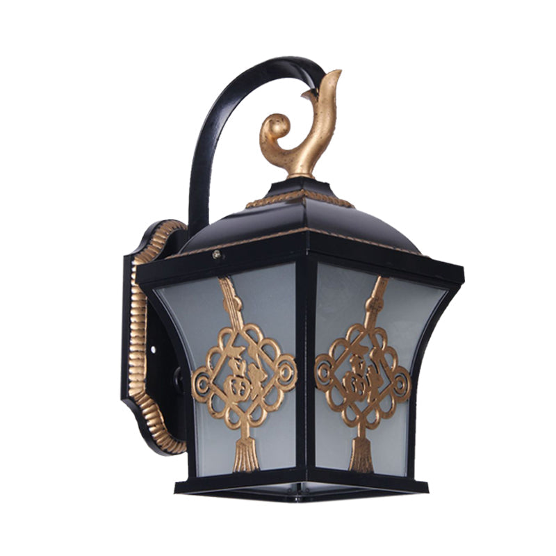 Skørter | Metallic Lucky Character Wall Applique Light Country 1 Bulb Courtyard Wall Lamp in Black/Black and Gold