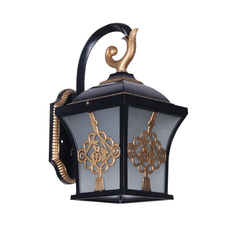Skørter | Metallic Lucky Character Wall Applique Light Country 1 Bulb Courtyard Wall Lamp in Black/Black and Gold
