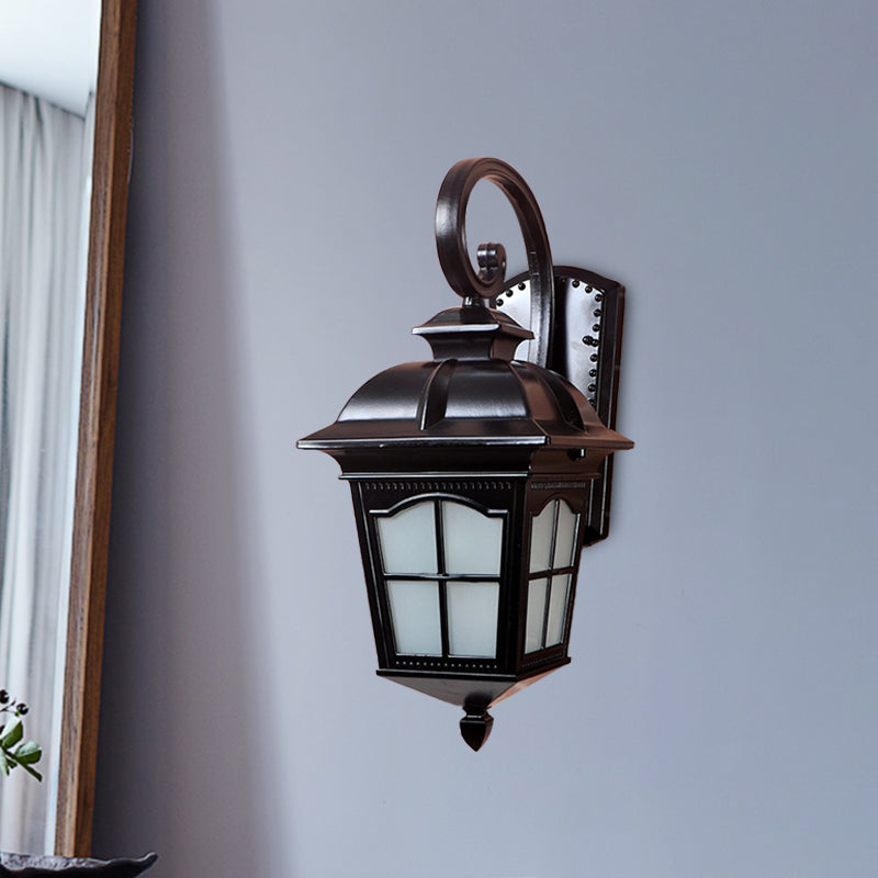 Skørter | 1-Light Twisted Arm Wall Lamp Farm Black/Gold Aluminum Wall Mounted Light for Courtyard