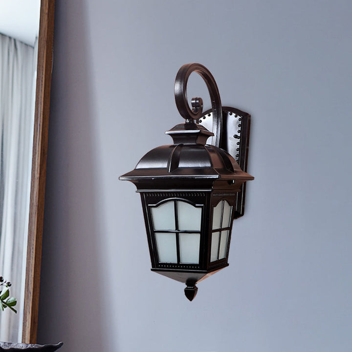 Skørter | 1-Light Twisted Arm Wall Lamp Farm Black/Gold Aluminum Wall Mounted Light for Courtyard