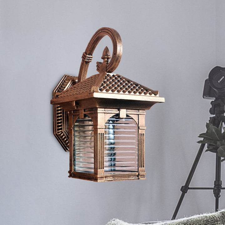 Skørter | Arch Courtyard Wall Lamp Fixture Farm Bright Ribbed Glass 1 Light Brass Finish Wall Mount Lamp