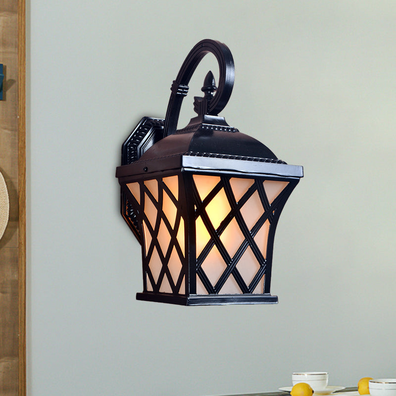 Skørter | Aluminium Grid Wall Lamp Lodges 1 Head Courtyard Wall Lighting Ideas in Black