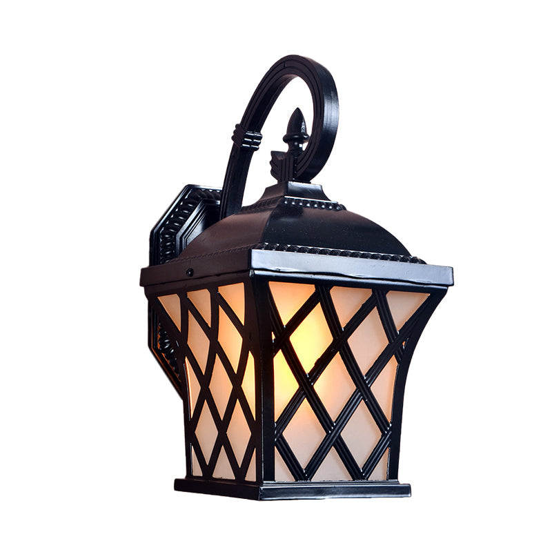 Skørter | Aluminium Grid Wall Lamp Lodges 1 Head Courtyard Wall Lighting Ideas in Black