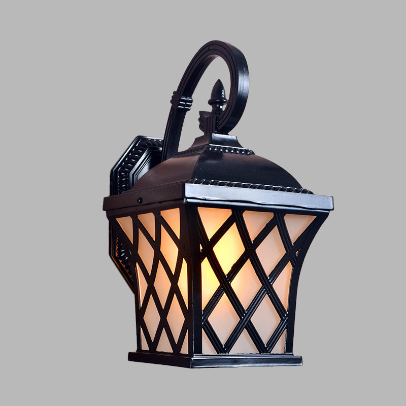 Skørter | Aluminium Grid Wall Lamp Lodges 1 Head Courtyard Wall Lighting Ideas in Black