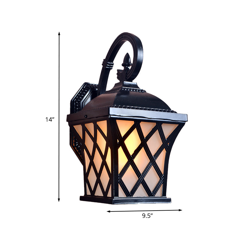 Skørter | Aluminium Grid Wall Lamp Lodges 1 Head Courtyard Wall Lighting Ideas in Black