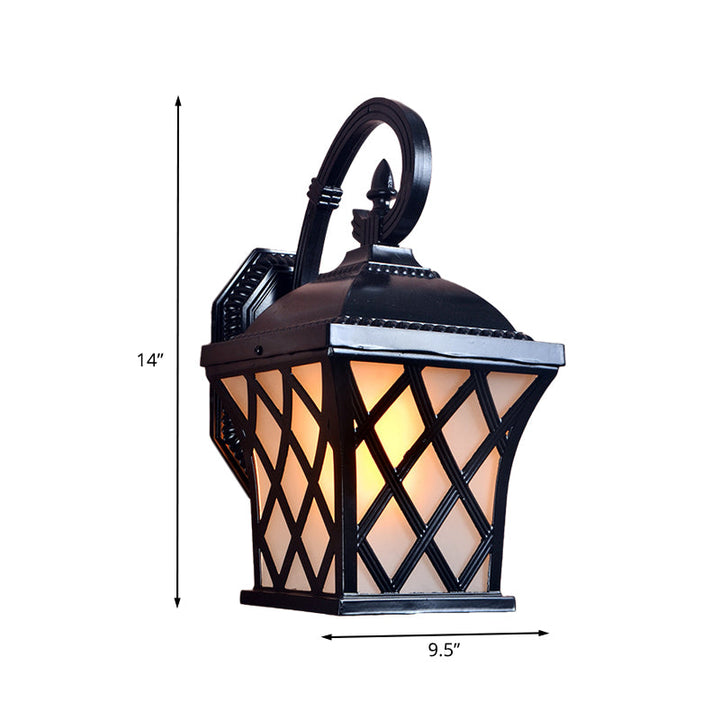 Skørter | Aluminium Grid Wall Lamp Lodges 1 Head Courtyard Wall Lighting Ideas in Black