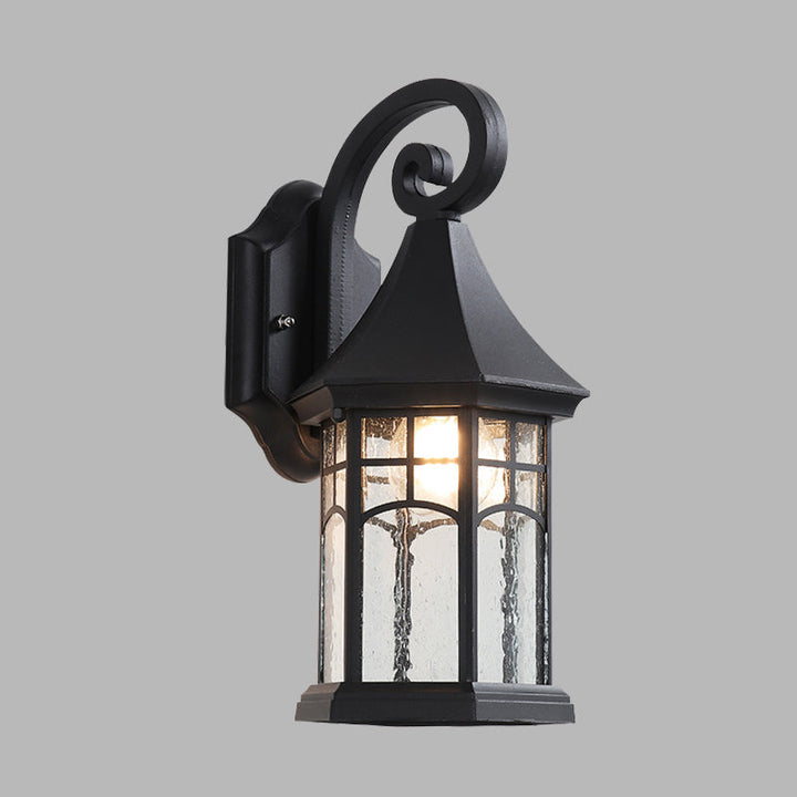 Skørter | 1-Bulb Clear Water Glass Wall Lamp Farmhouse Black/Bronze Pavilion Courtyard Wall Mounted Light