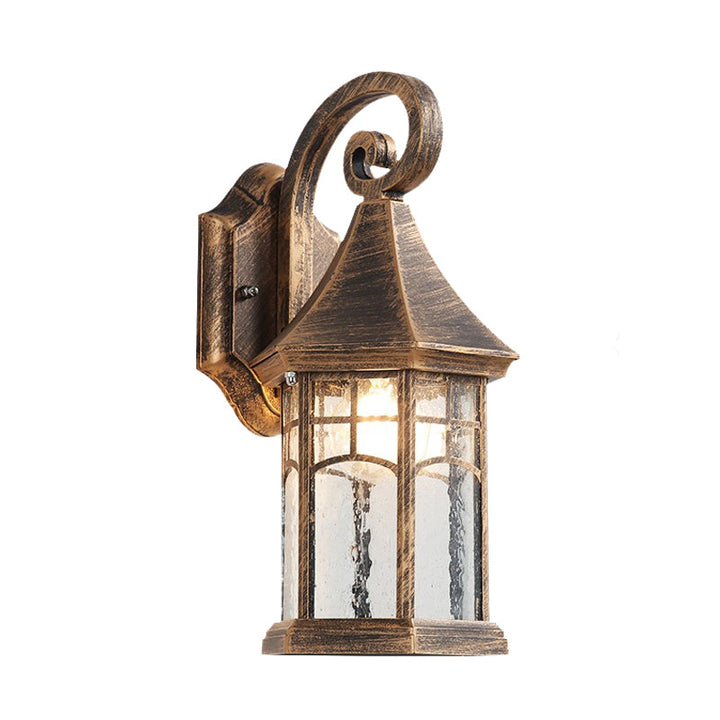 Skørter | 1-Bulb Clear Water Glass Wall Lamp Farmhouse Black/Bronze Pavilion Courtyard Wall Mounted Light
