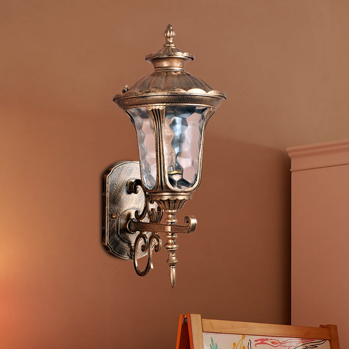 Skørter | Land Urn Wall Sconces Lighting 1-Bulb Water Glass Wall-Mounted Lamp in Brass for Outdoor Use