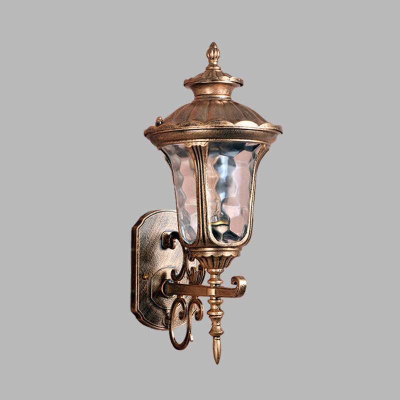 Skørter | Land Urn Wall Sconces Lighting 1-Bulb Water Glass Wall-Mounted Lamp in Brass for Outdoor Use