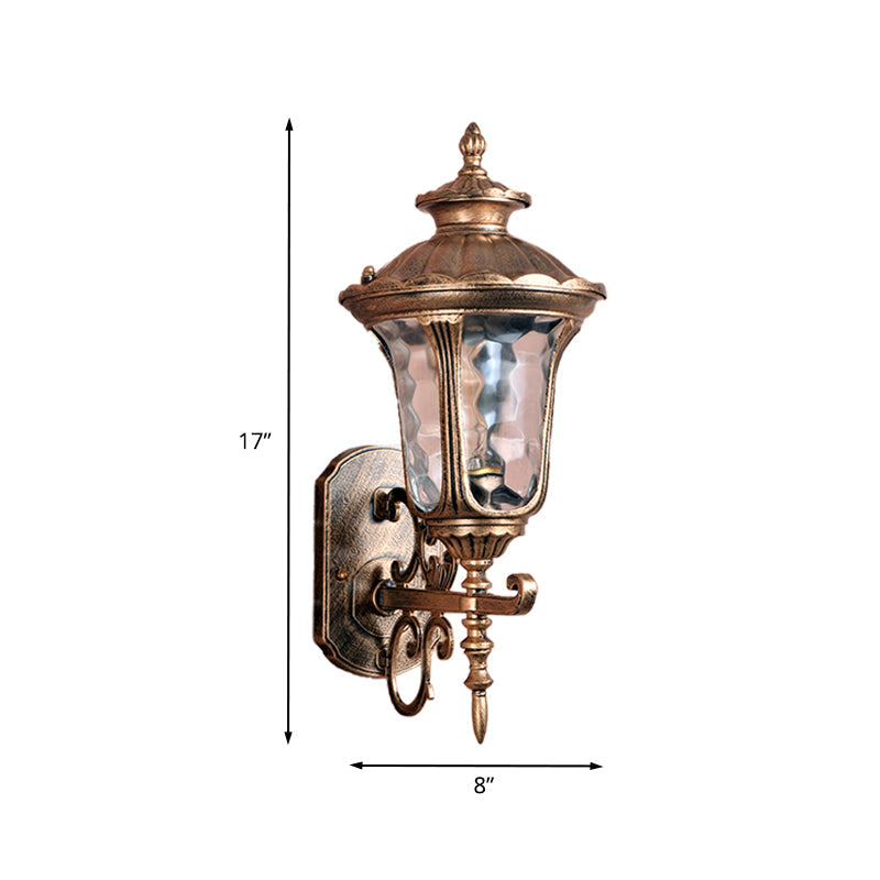 Skørter | Land Urn Wall Sconces Lighting 1-Bulb Water Glass Wall-Mounted Lamp in Brass for Outdoor Use
