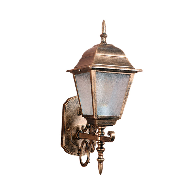 Skørter | 1-Head Wall Lamp Country House Geometric Seeded Glass Wall-mounted Lamp Fixture in Brass