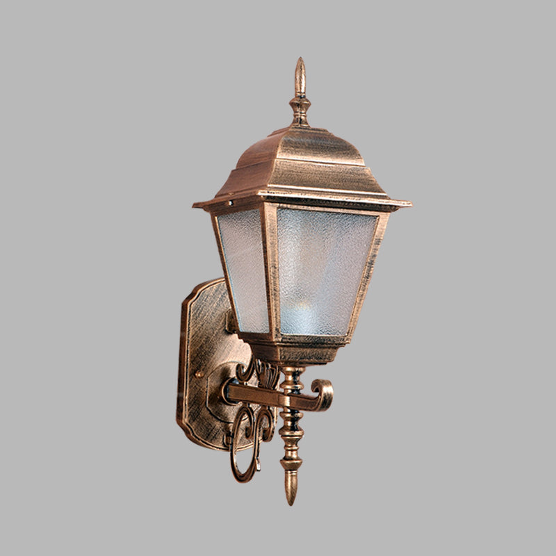 Skørter | 1-Head Wall Lamp Country House Geometric Seeded Glass Wall-mounted Lamp Fixture in Brass