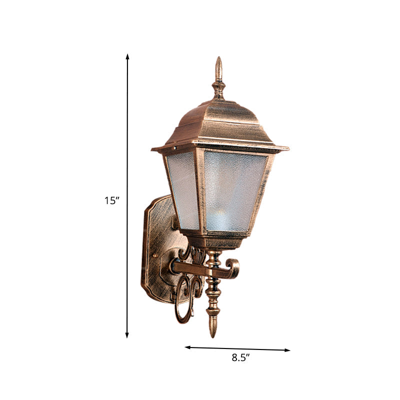 Skørter | 1-Head Wall Lamp Country House Geometric Seeded Glass Wall-mounted Lamp Fixture in Brass