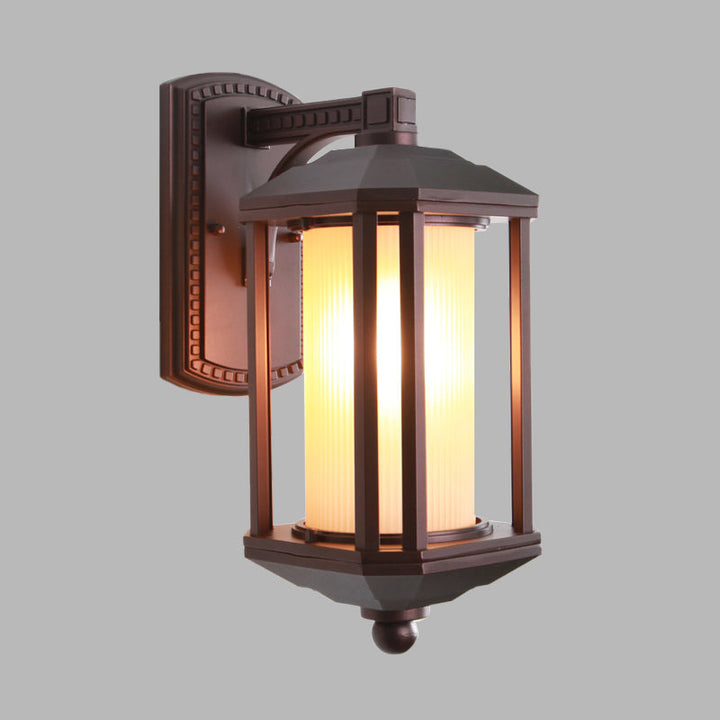 Skørter | Dark Coffee Cylinder Wall Lamp Wall Light Country House Frosted Glass 1 Head Outdoor Wall Lights Ideas with Frame