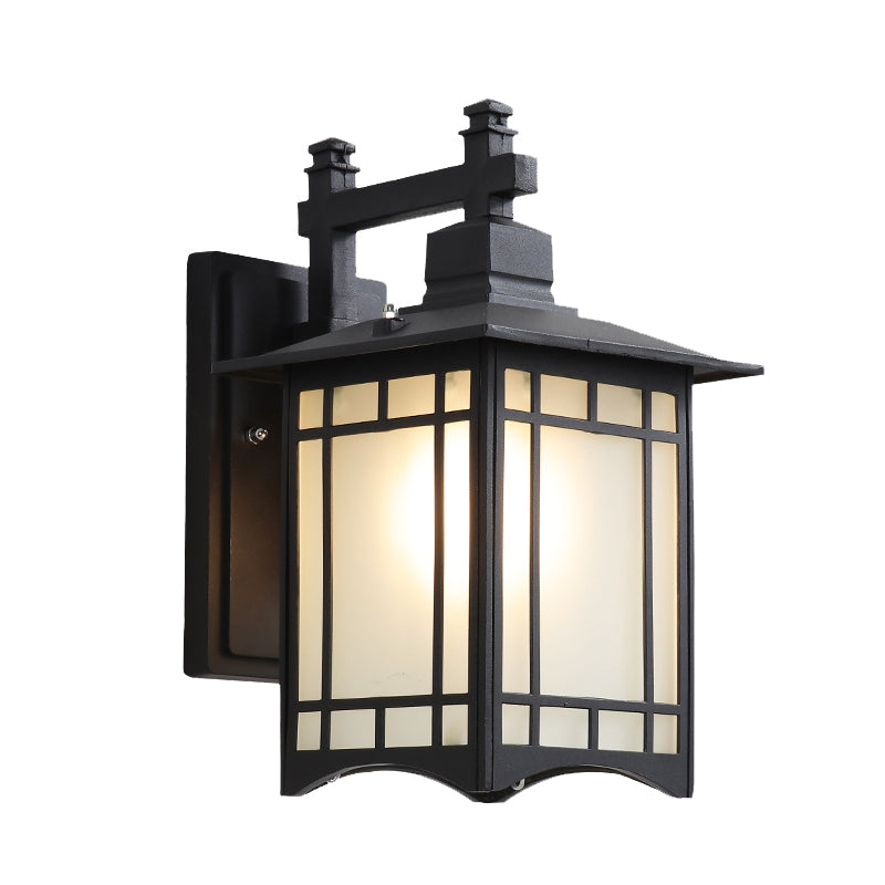 Skørter | 1 Light Pavilion Wall Lamp Farmhouse Black/Brass Finish Aluminum Wall Mount Lamp with Frosted Glass Shade