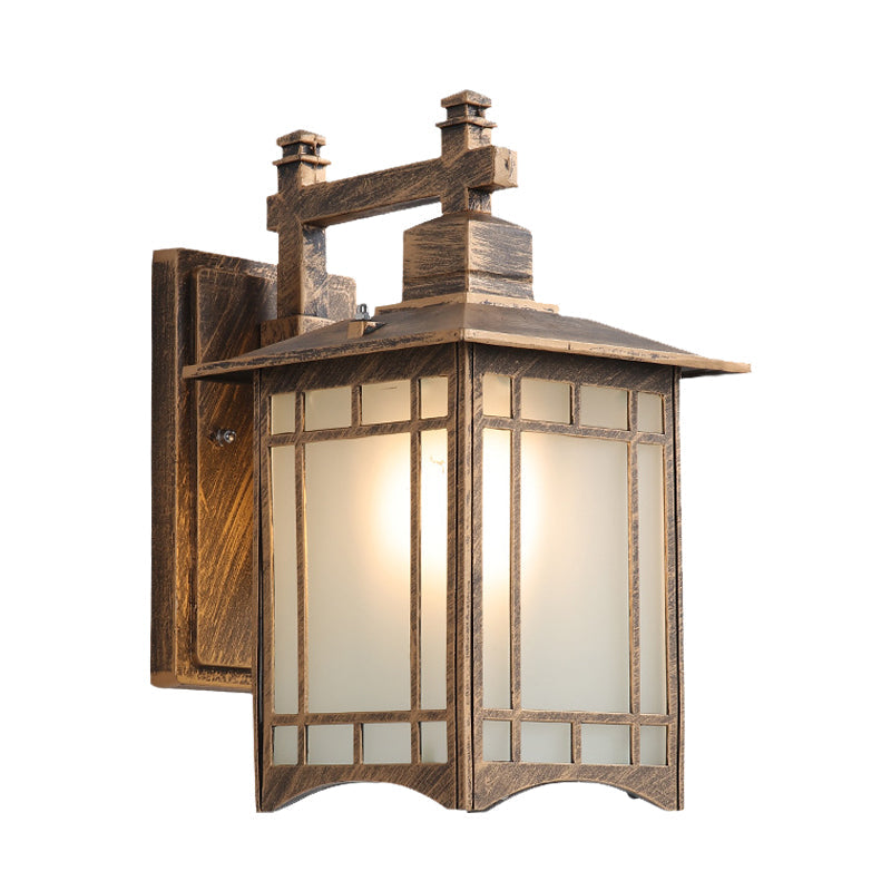 Skørter | 1 Light Pavilion Wall Lamp Farmhouse Black/Brass Finish Aluminum Wall Mount Lamp with Frosted Glass Shade
