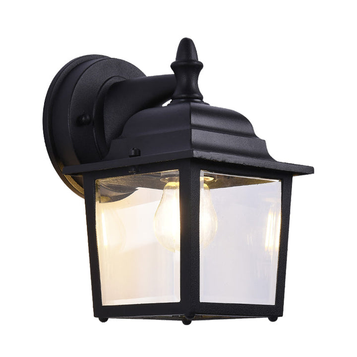 Skørter | Clear Glass Black Wall Light Cube 1 Light Farmhouse Wall Mounted Lamp for Gate