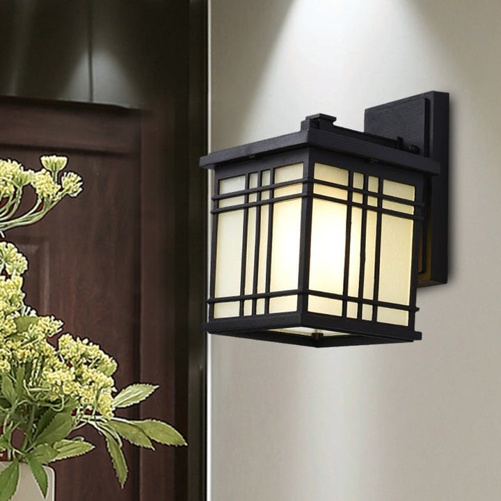 Skørter | 1 Bulb Open Bottom Wall Lamp Rustic Black Aluminum Wall Mount Light with Opal Glass Shade