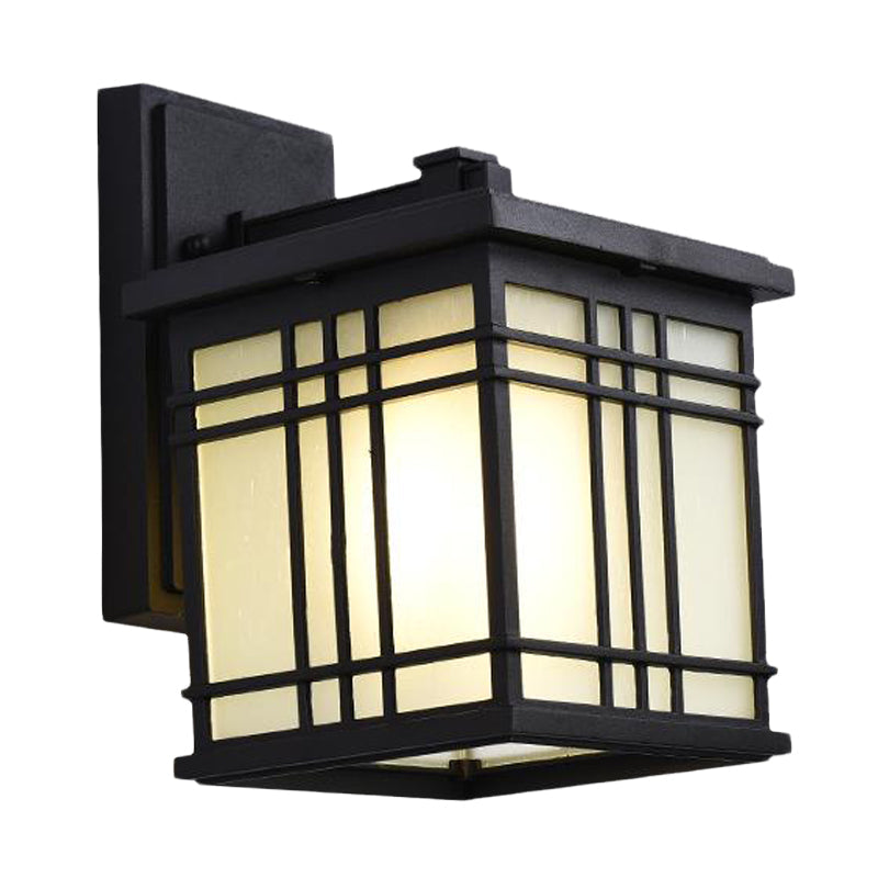 Skørter | 1 Bulb Open Bottom Wall Lamp Rustic Black Aluminum Wall Mount Light with Opal Glass Shade