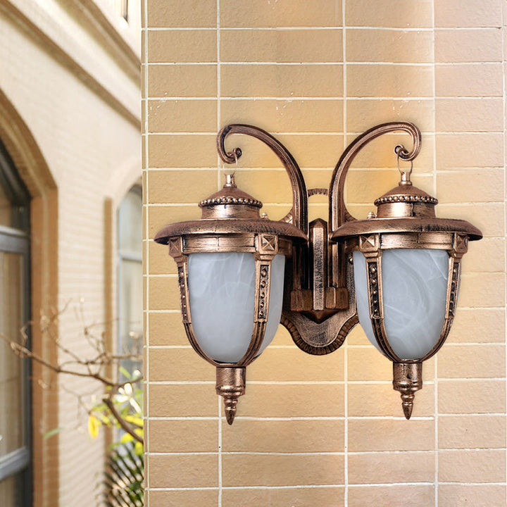 Skørter | 2 Heads Acorn Wall Light Landrost Aluminum Wall Mount Lamp with Cracked Glass Shade