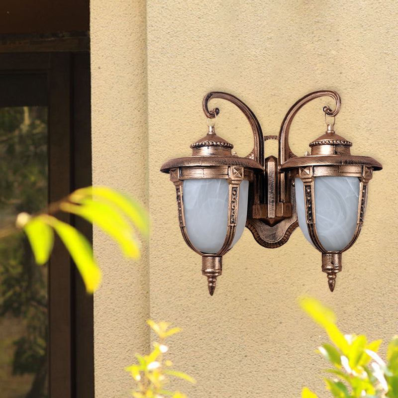 Skørter | 2 Heads Acorn Wall Light Landrost Aluminum Wall Mount Lamp with Cracked Glass Shade