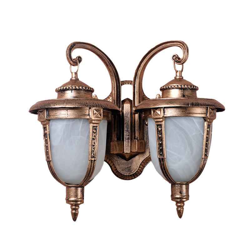 Skørter | 2 Heads Acorn Wall Light Landrost Aluminum Wall Mount Lamp with Cracked Glass Shade