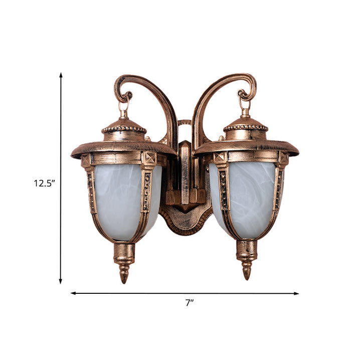 Skørter | 2 Heads Acorn Wall Light Landrost Aluminum Wall Mount Lamp with Cracked Glass Shade
