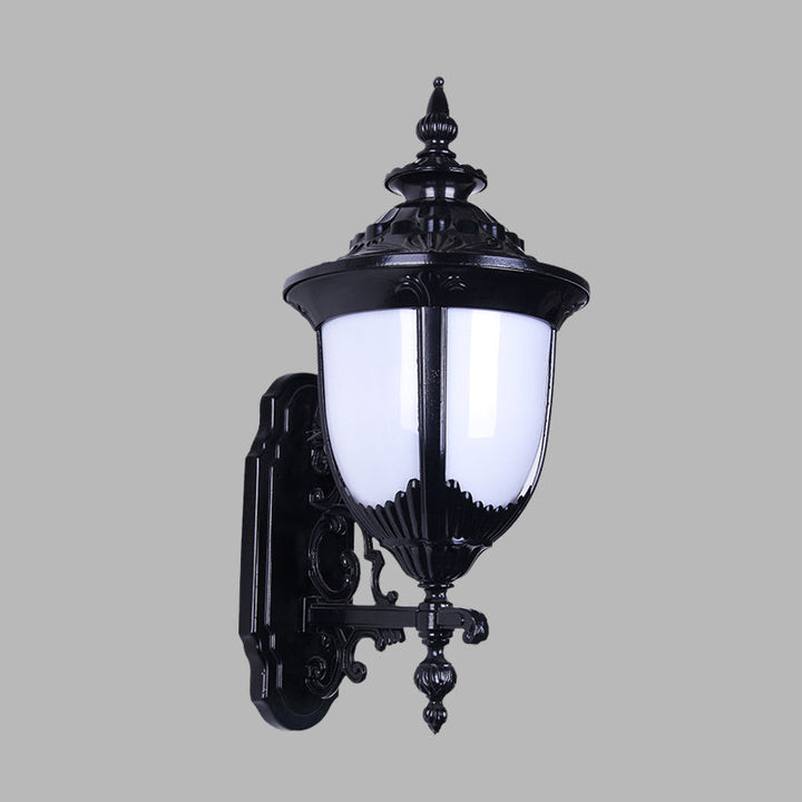 Skørter | Farmhouse Urn Wall Mount Lighting 1 Bulb Milk Plastic Wall Lamp Sconces in Black for Courtyard