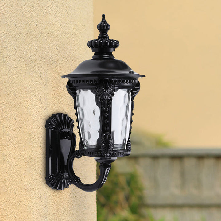 Skørter | 1-Head Wall Mounted Lighting Rustic Urn Water Glass Wall Lamp Wall Lamp in Black for Courtyard
