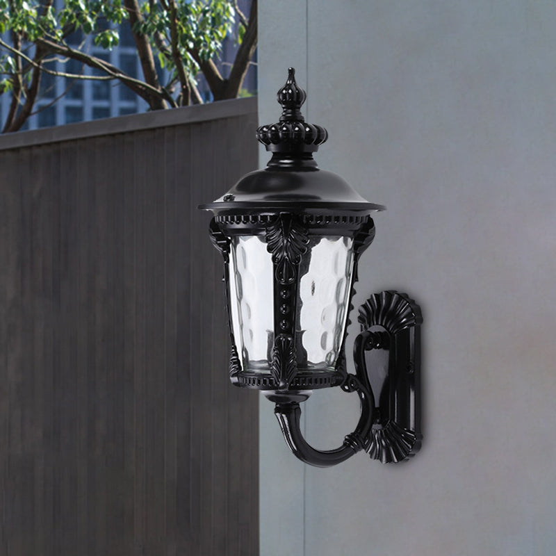 Skørter | 1-Head Wall Mounted Lighting Rustic Urn Water Glass Wall Lamp Wall Lamp in Black for Courtyard
