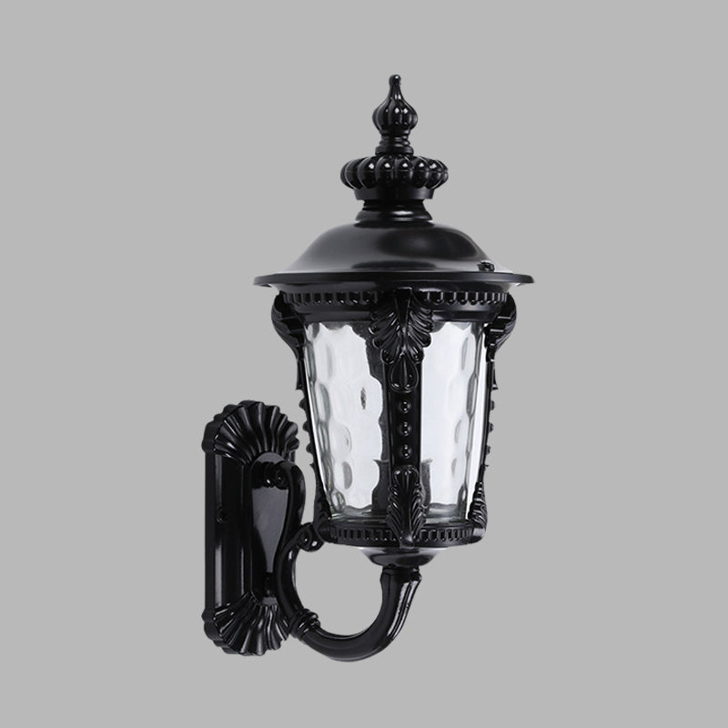 Skørter | 1-Head Wall Mounted Lighting Rustic Urn Water Glass Wall Lamp Wall Lamp in Black for Courtyard