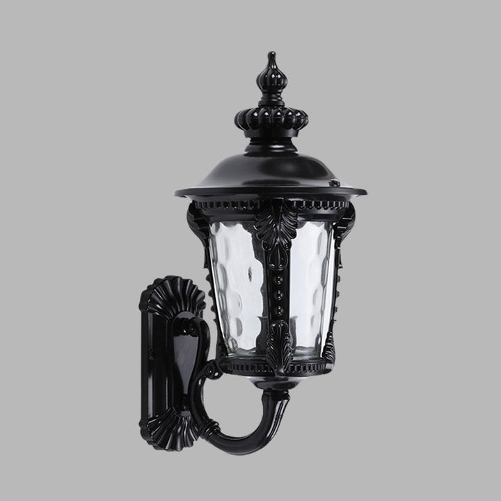 Skørter | 1-Head Wall Mounted Lighting Rustic Urn Water Glass Wall Lamp Wall Lamp in Black for Courtyard
