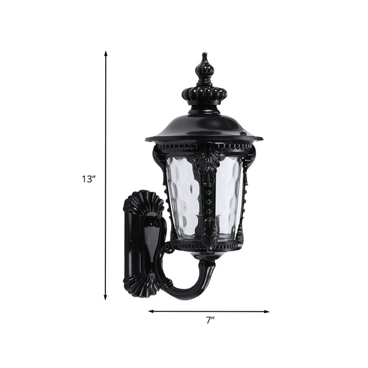 Skørter | 1-Head Wall Mounted Lighting Rustic Urn Water Glass Wall Lamp Wall Lamp in Black for Courtyard