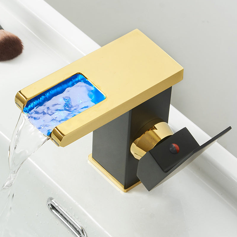 Lisslune | Modern Waterfall Spout Sink Faucet with LED Brass Sink Faucet
