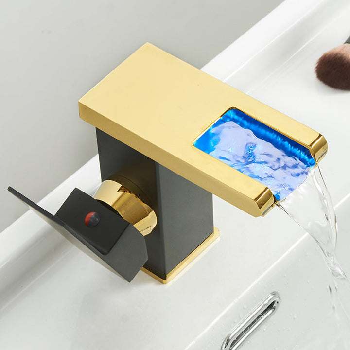 Lisslune | Modern Waterfall Spout Sink Faucet with LED Brass Sink Faucet